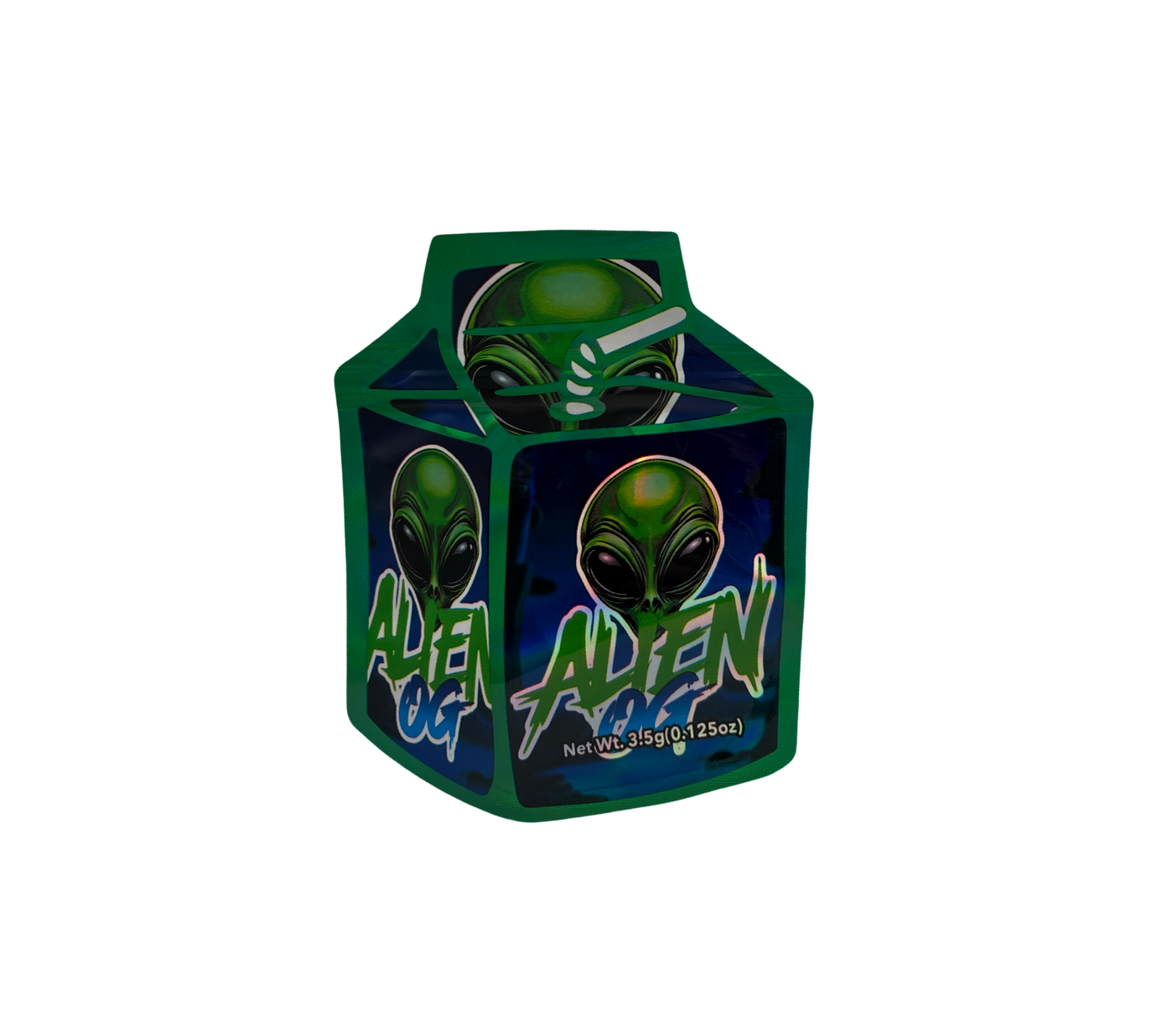 10x Green Alien - leere PE Verpackungen Shape