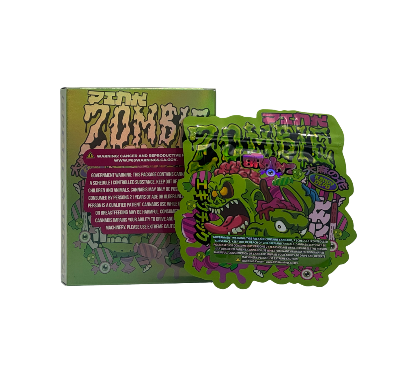 1x Zombie Brain - Box & Pack im Set - leer