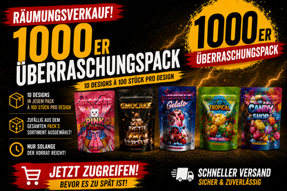 1000x Holo-Mega-Mix- Pack´s 3,5 - leere PE Verpackungen
