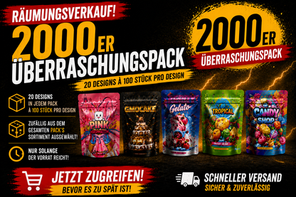 2000x Holo-Mega-Mix- Pack´s 3,5 - leere PE Verpackungen