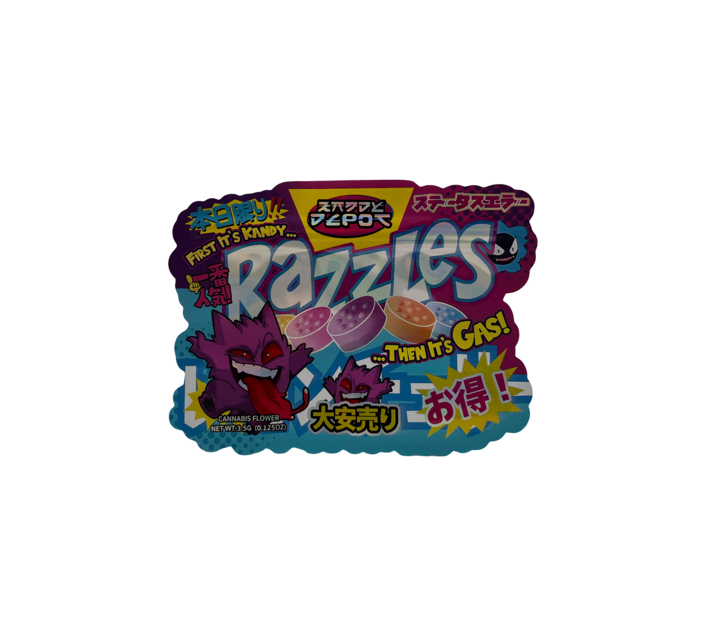10x Purple Razzles - leere PE Verpackungen Shape