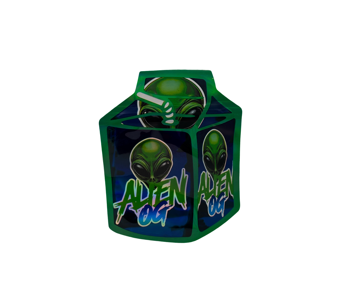 10x Green Alien - leere PE Verpackungen Shape