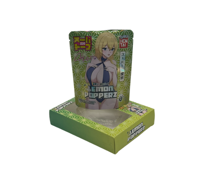 1x Lemon Popperz - Box & Pack im Set - leer